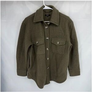 Quince Women S Merino Wool Shirt Jacket Olive Grove Utility Pockets Thick Layer